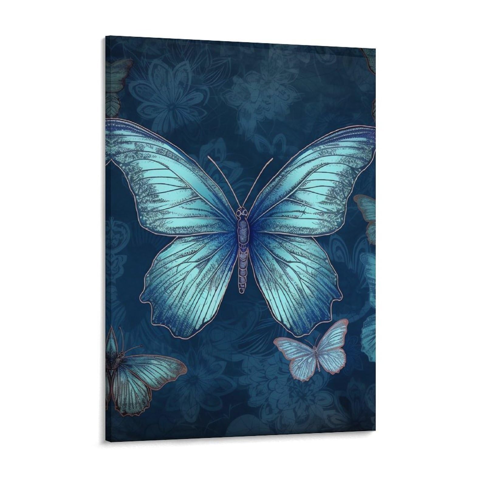 Blue Butterfly Pattern Canvas Wall Art for Bedroom 18x24inch Canvas Prints Artwork for Walls Modern Picture Artwork Painting for Living Room Aesthetic Wall Paintings for Bathroom Kitchen Offi