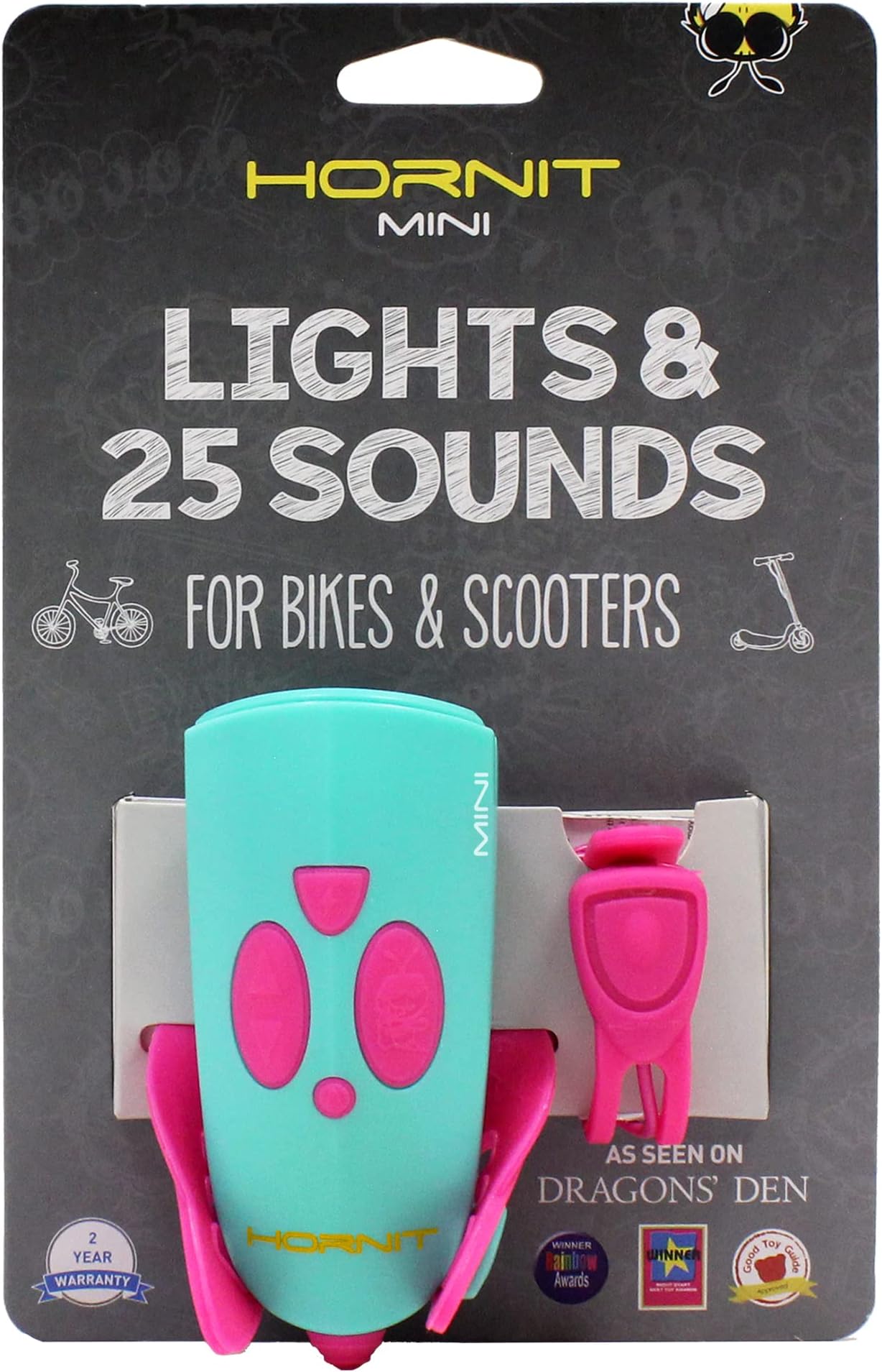 HORNIT MINI Bike Bell | Bicycle Bell | Bike Horn | Bike Bell Kids | Kids Bike Bell | Scooter Accessories | Kids Bike Accessories | 25 Sound Effects/ 5 Lights