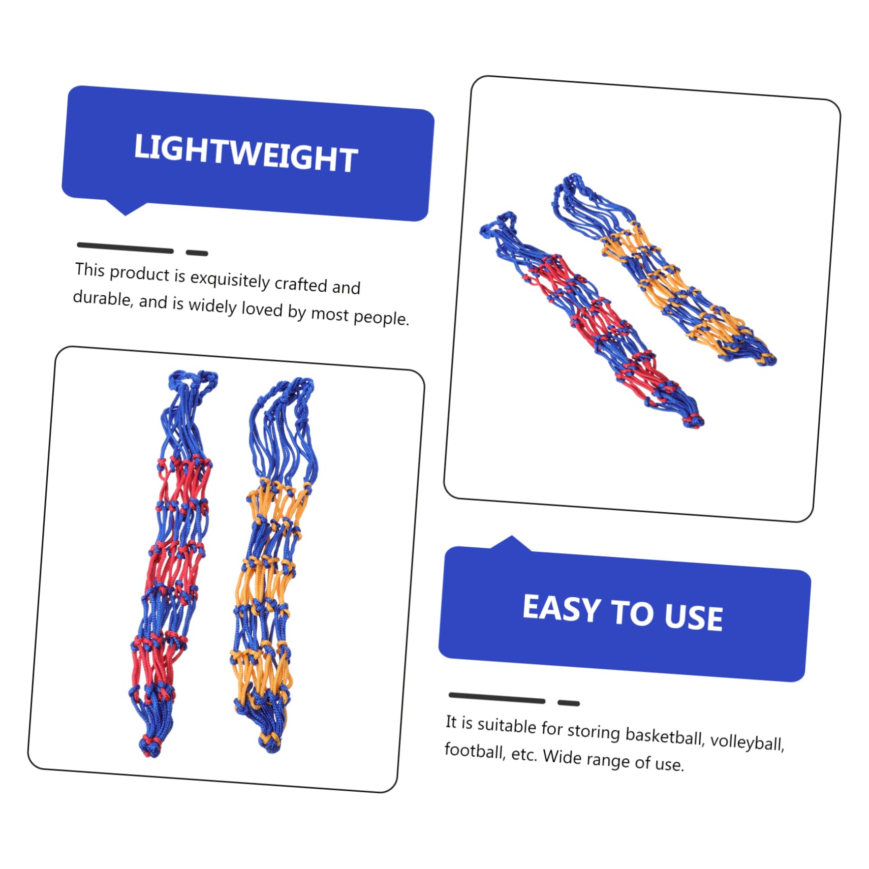 Sosoport 2sets Basketball Bag Mesh Storage for Balls Handheld Carrying Pouch Versatile Design 2pcs*2