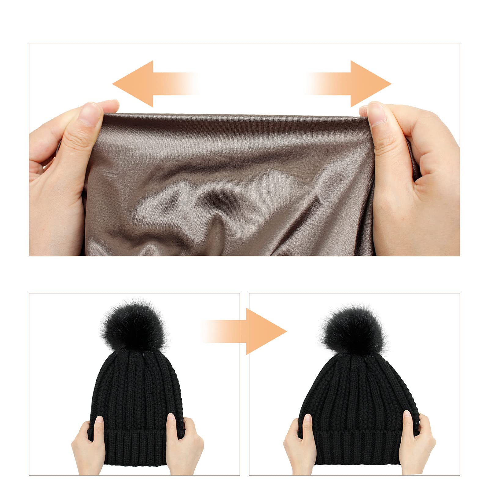 Gorro Cálido de Invierno para Hombre, Gorros Tejidos de Invierno Cálidos para Hombre, Paño Grueso Y Suave de Invierno, Gorro de Punto con Capucha a Prueba de Viento para Mujer/Black (Black-B)