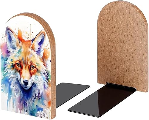 Miniatura 10 de Sujetalibros decorativos de madera con diseño de lobo para estantes, habitación de los niños, escritorio, oficina en casa, libros, DVD, 1 par2