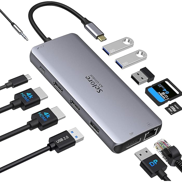 Buy Docking Station Dual HDMI Monitor DisplayPort USB C Hub Multiport