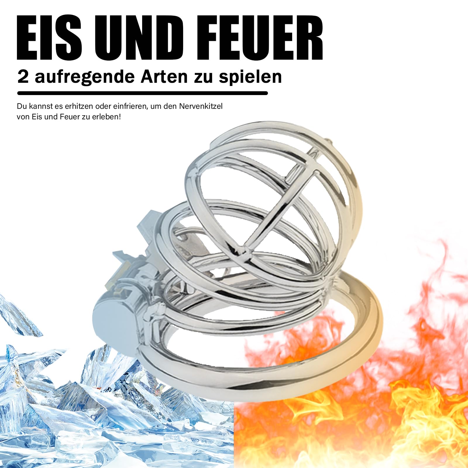 Jaula de castidad de acero inoxidable para pene, jaula de castidad masculina de metal, cinturón de castidad, jaula para pene, juguete sexual BDSM, set de juguetes sexuales duros (Φ40mm)