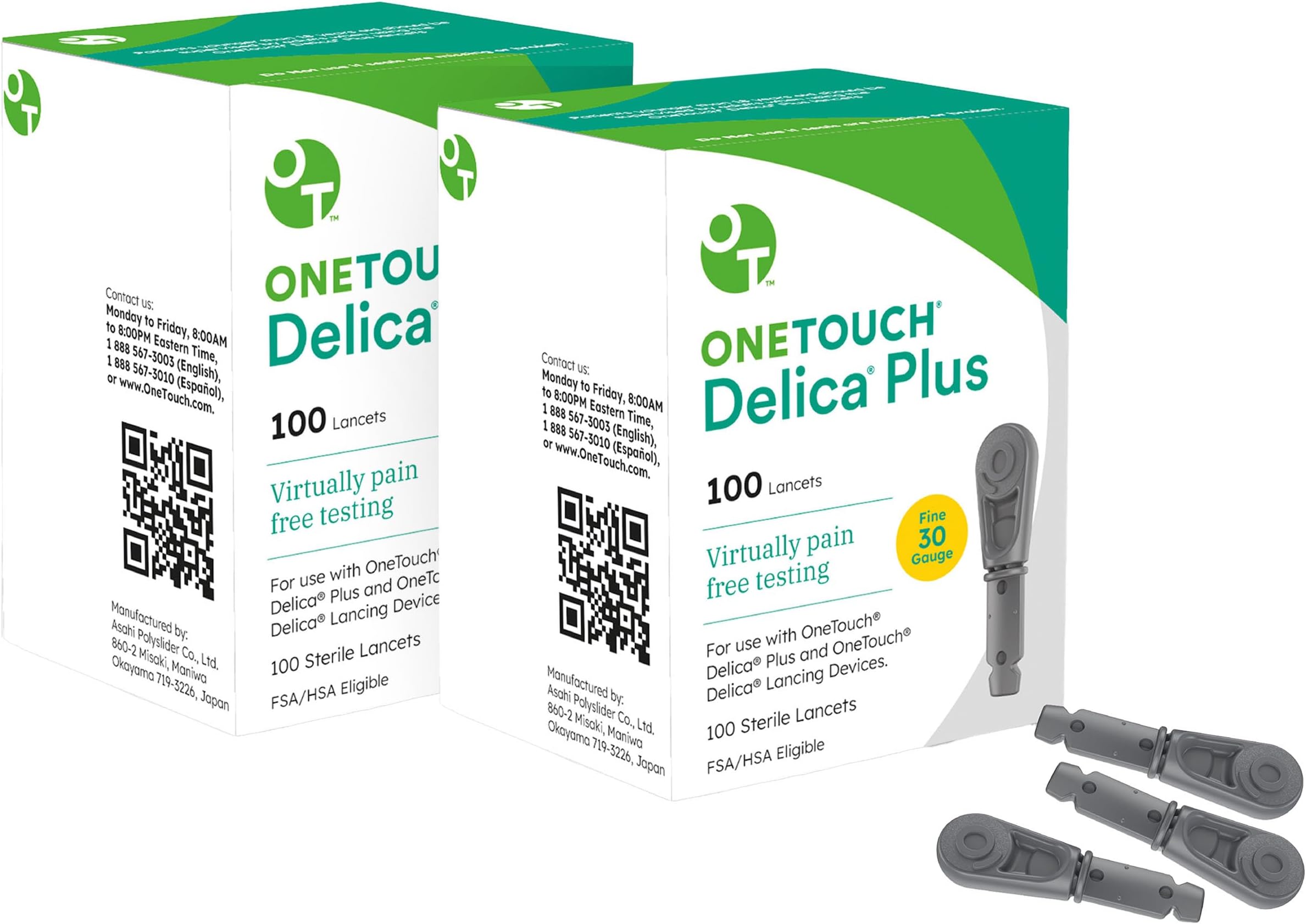 OneTouch Delica Plus Lancets for Diabetes Testing - Fine 30-Gauge Lancets for Blood Test - Diabetic Supplies for Blood Sugar Monitor - for Lancing Device, 200 Count