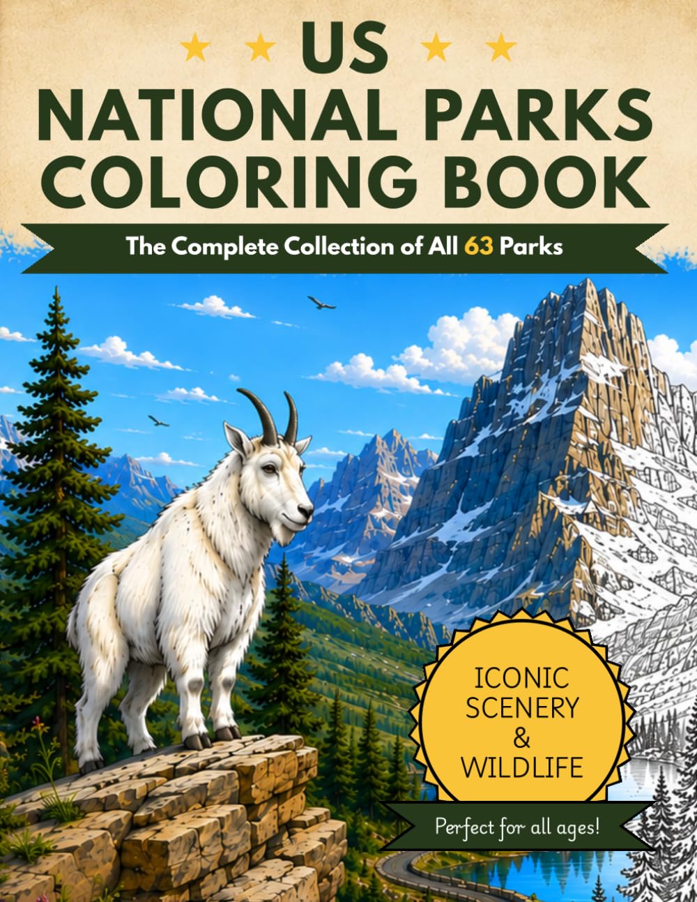 US National Parks Coloring Book: The Complete Collection of All 63 Parks