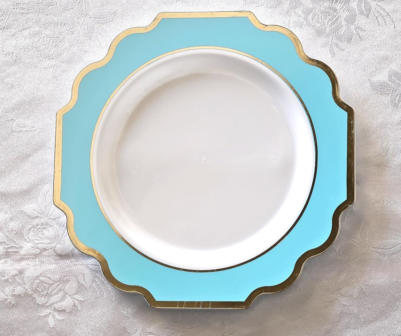 " OCCASIONS " 150 Piece set (25 Guests)-Wedding Plastic Plates & cutlery -Disposable heavyweight Dinnerware 10.5'',8''+Silverware w/double fork (Imperial Turquoise Blue/Green & Silver)