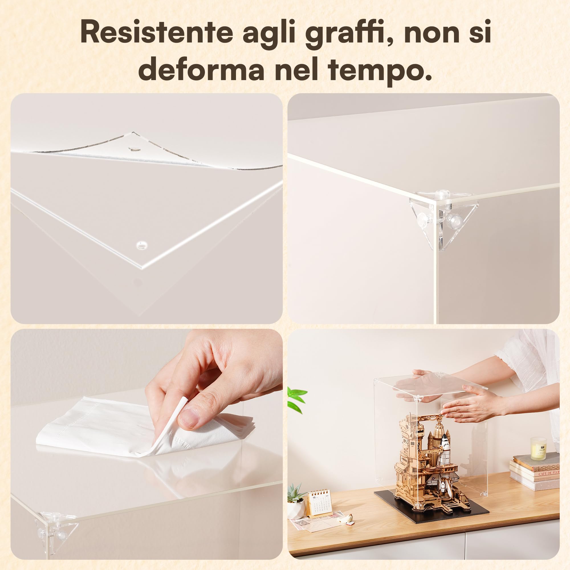 ROKR Teca in Acrilico 28,6x22,9x31,3cm (11,25"x9"x12,32") Custodia Trasparente Antipolvere per Modellini, Puzzle 3D e Action Figures