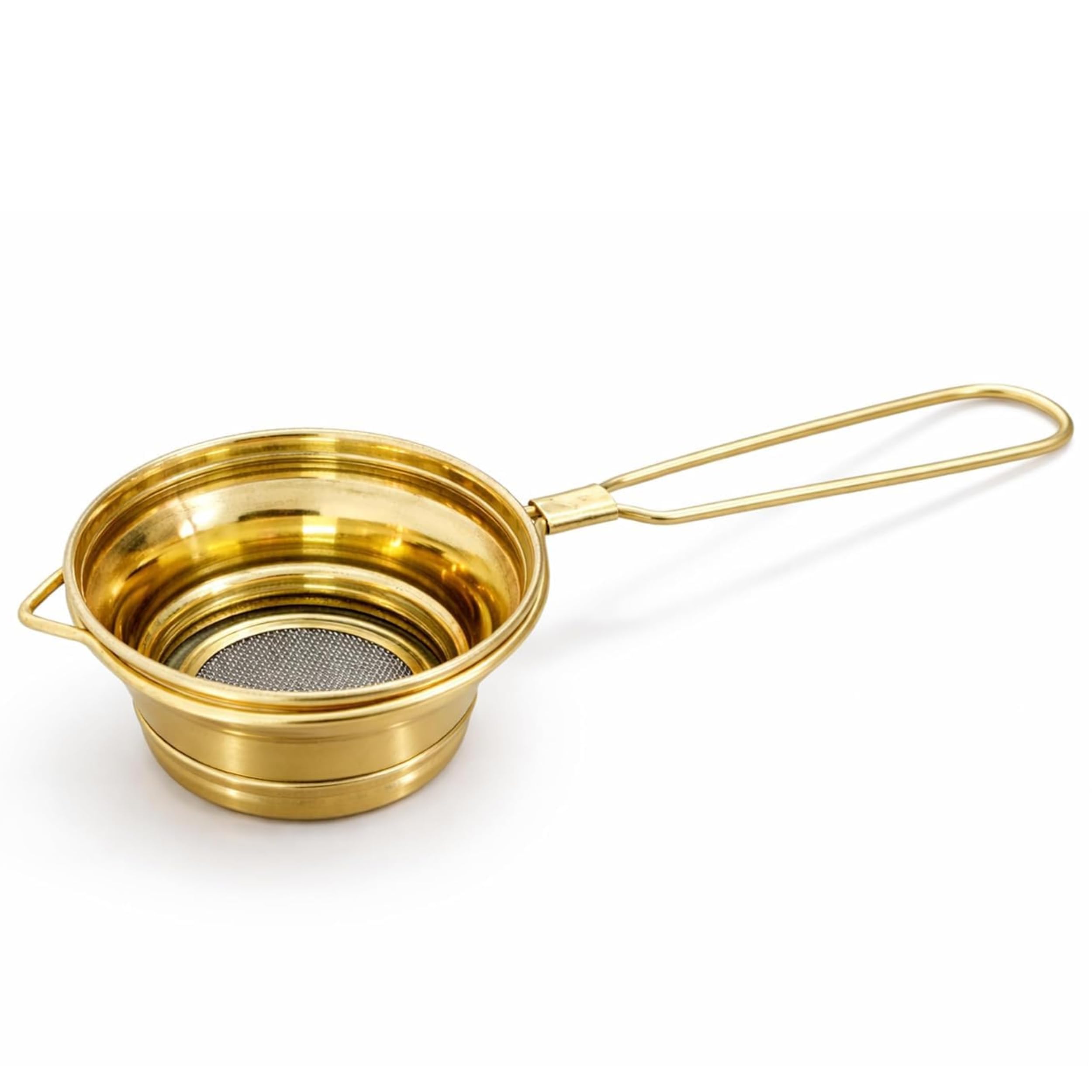 Brass Tea Strainer with Handle | Chai channi pital | Loose Leaf Tea & Coffee Steeper peetal | Fine Mesh Eco-Friendly Filter | Durable Reusable Chai Strainer for Kitchen & Gifting-image-45