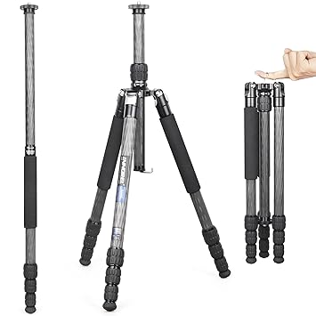 Portable 10 Layers Carbon Fiber Tripod-INNOREL RT45C Without Ballhead Professional Travel Compact Lightweight Tripod Monopod for DSLR Camera Video Camcorder 62in/157cm Tall, Load 33lb/15kg