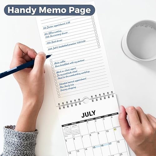 Miniatura 5 de CRANBURY Calendario pequeño de pared 2025 2026, calendario pequeño de 5.5 x 8.5 pulgadas con bloc de notas, uso de julio de 2025 a diciembre de