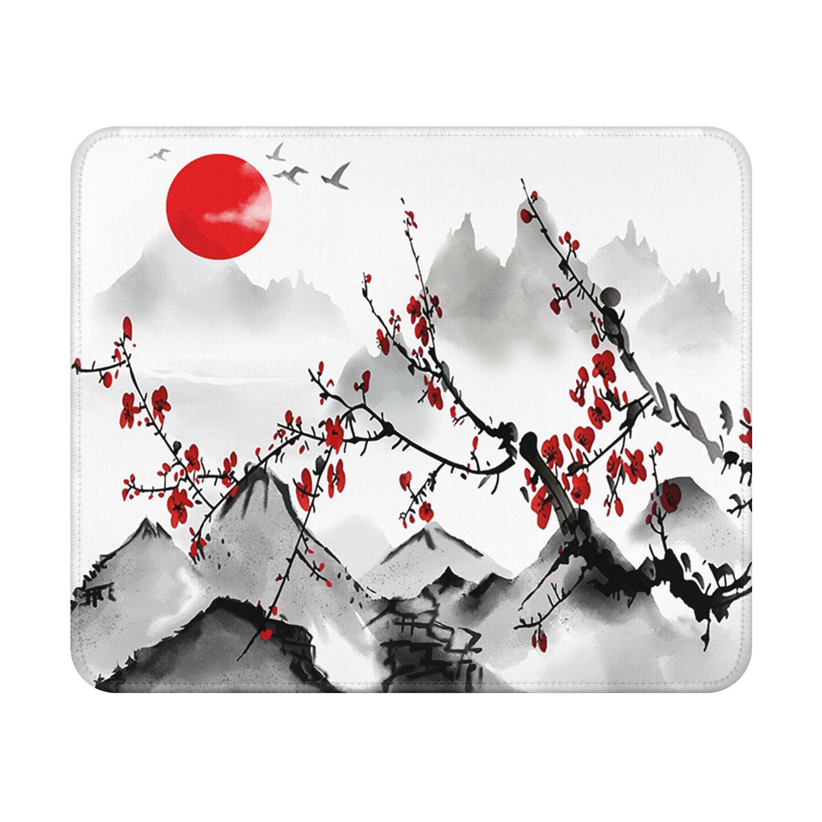 Japanese Mouse Pad - 9.5x7.9 Inch Anime Gaming Mousepad Cherry Blossom Keyboard Mat with Anti-Slip Rubber Base for Computer Mouse Keyboard Home and Office
