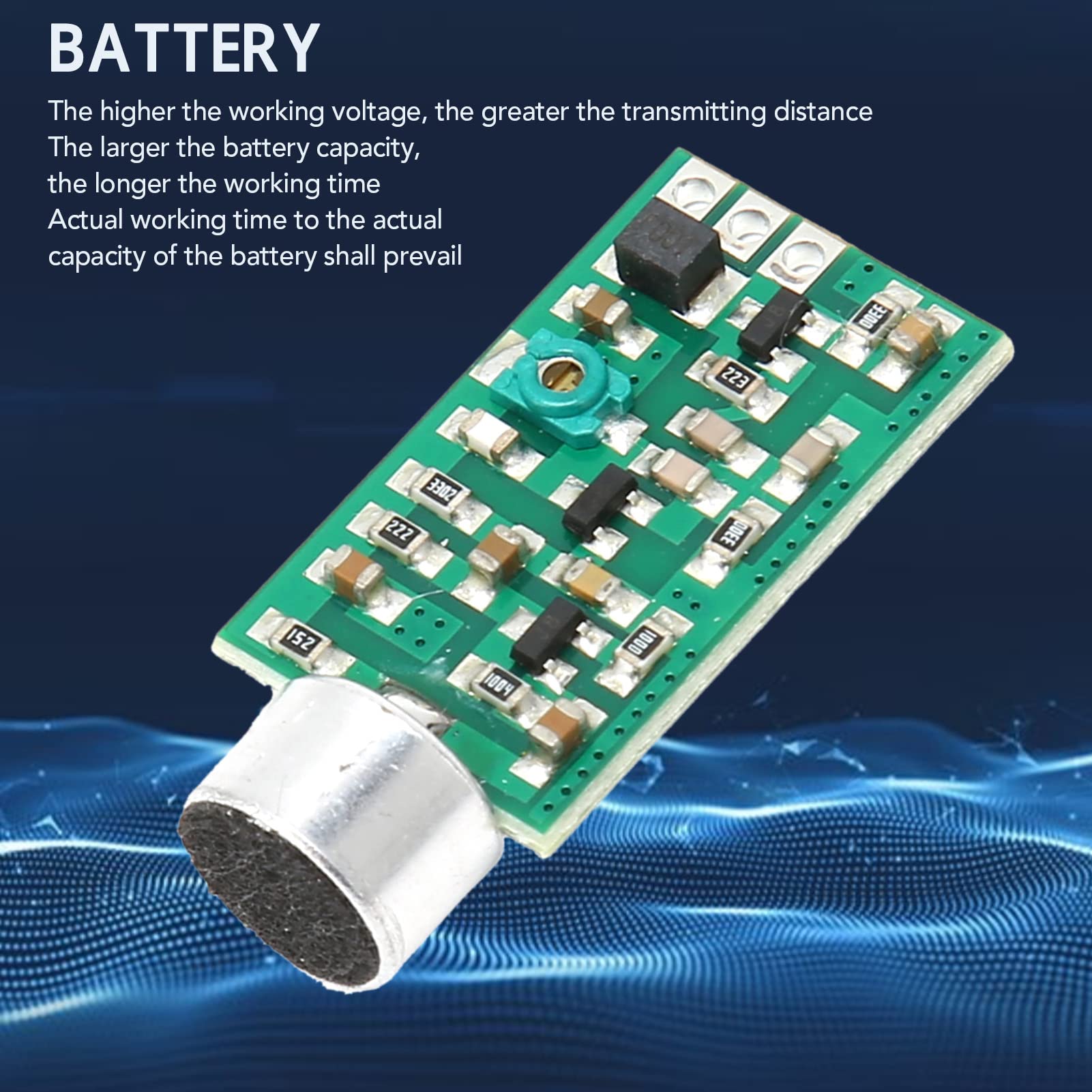 FM Transmitter Pickup Module 2pcs V4.0 Wireless Sound Transmitter for FM Radio, Long Range, Manual Knob, Through The Wall, Battery Power Supply