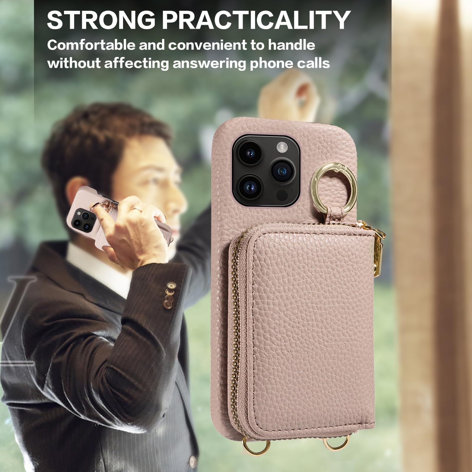 Organ - Custodia a portafoglio con cerniera per iPhone 16 Pro Max da