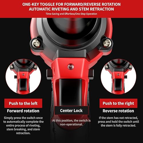 Miniatura 4 de Pistola de remache inalámbrica, kit de pistola de remache eléctrica con 2 baterías y cargador, kit de herramientas de remachador ciego sin