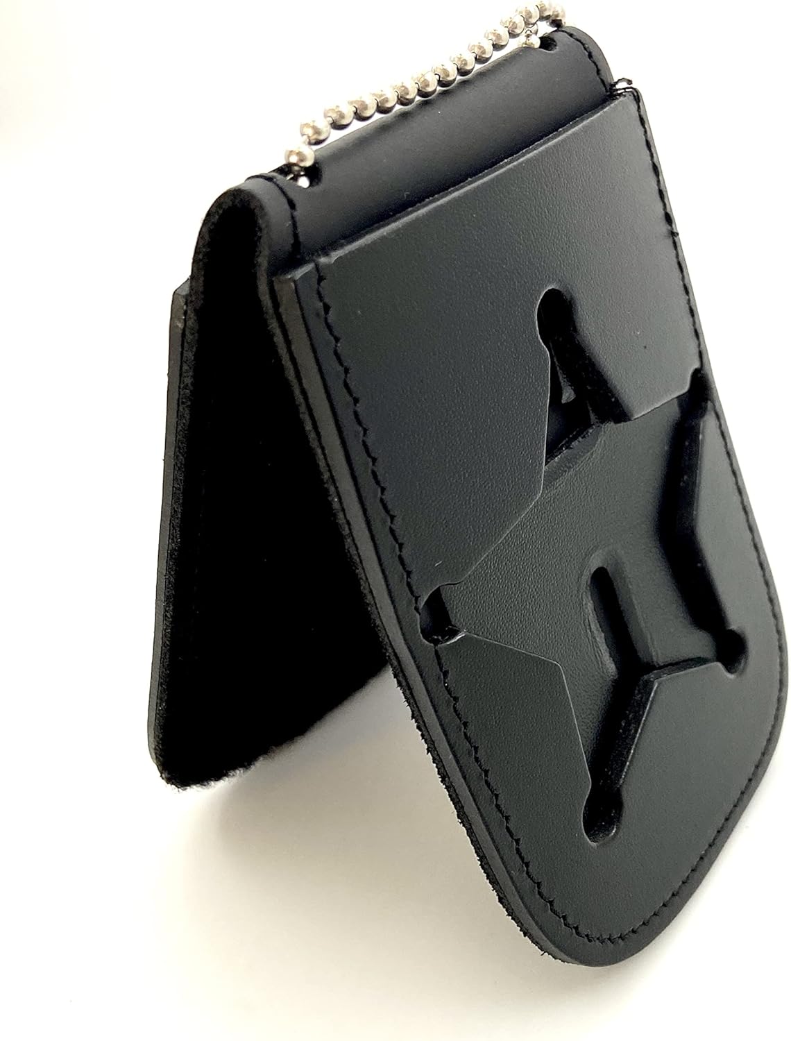 Perfect Fit Shield Wallets Florida Sheriff Five-Point Star or Ohio Sheriff Neck Badge and ID Holder Leather Black (Cutout PF185)