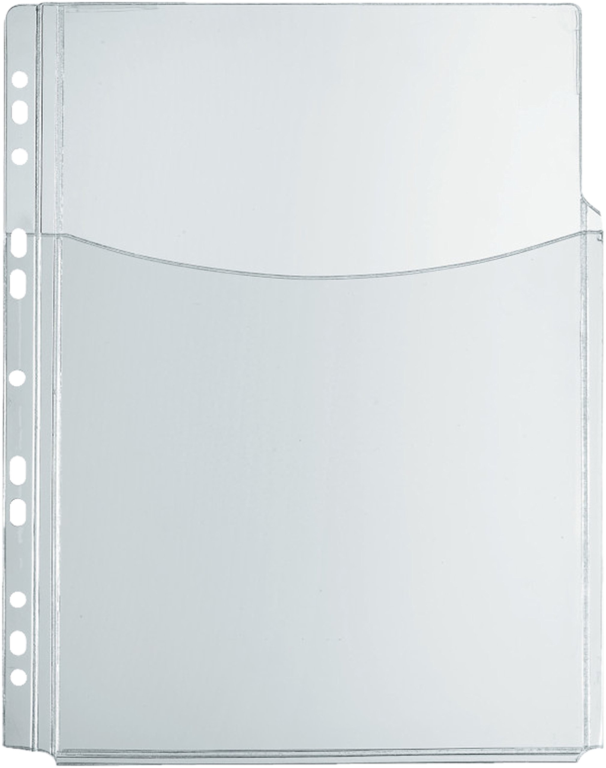 Herlitz, custodia per catalogo, formato A4, in pellicola di PVC, apertura superiore, con pieghe, per una maggiore capacità di riempimento, foratura europea, 1 pezzo, trasparente