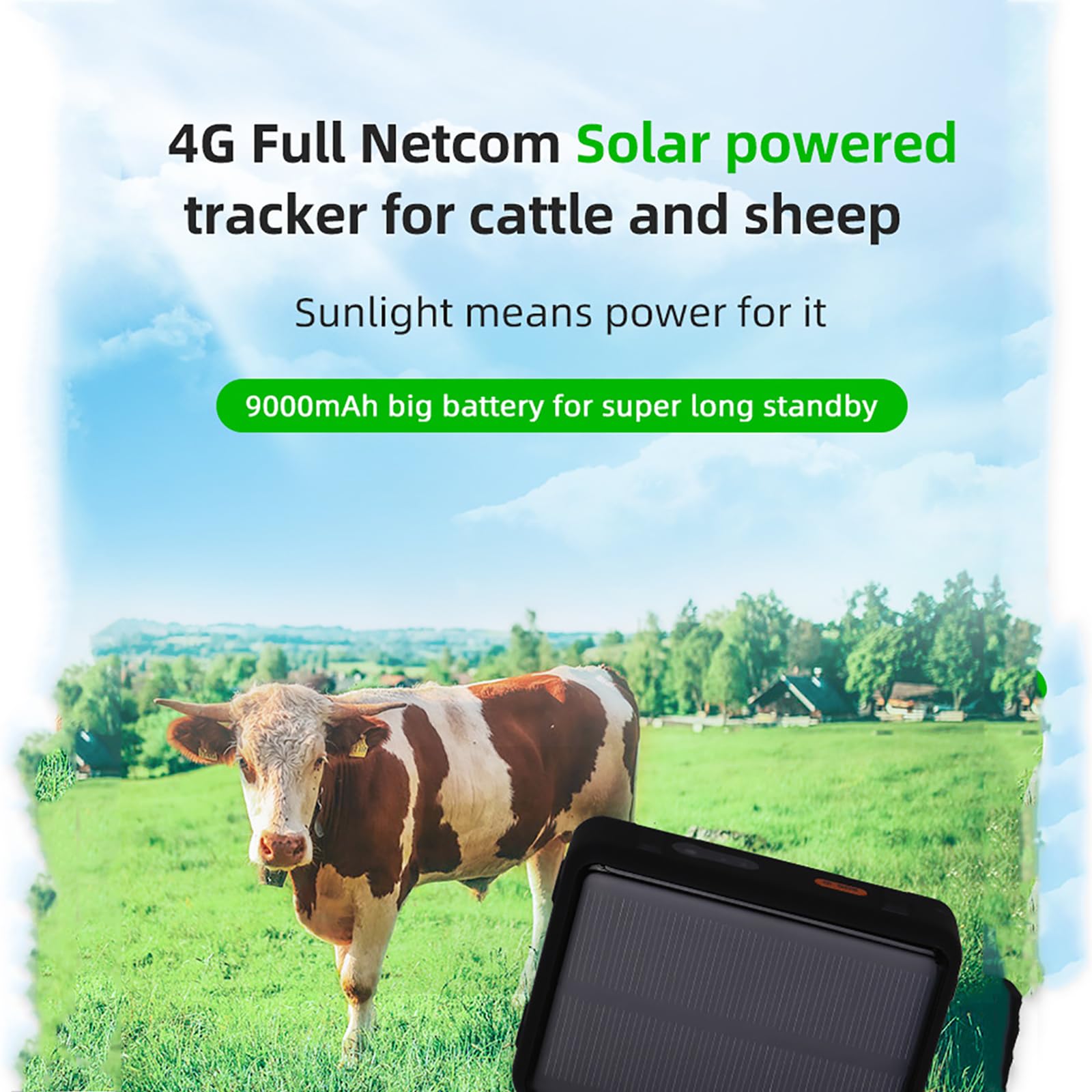 Traceur Solaire d'animaux, Dispositif Suivi du Bétail GPS, Précision Positionnement GPS : 5-50 M/podomètre Surveillance Température Corporelle/Aide À 1 Bouton/Recherche Vocale, pour Ferme