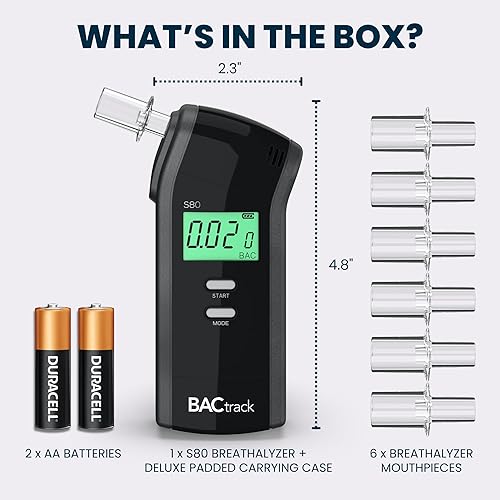 Miniatura 6 de BACtrack S80 Breathalyzer (2 Pack)  Professional-Grade Accuracy  DOT & NHTSA Approved  FDA 510(k) Cleared  Portable Breath Alcohol Tester for