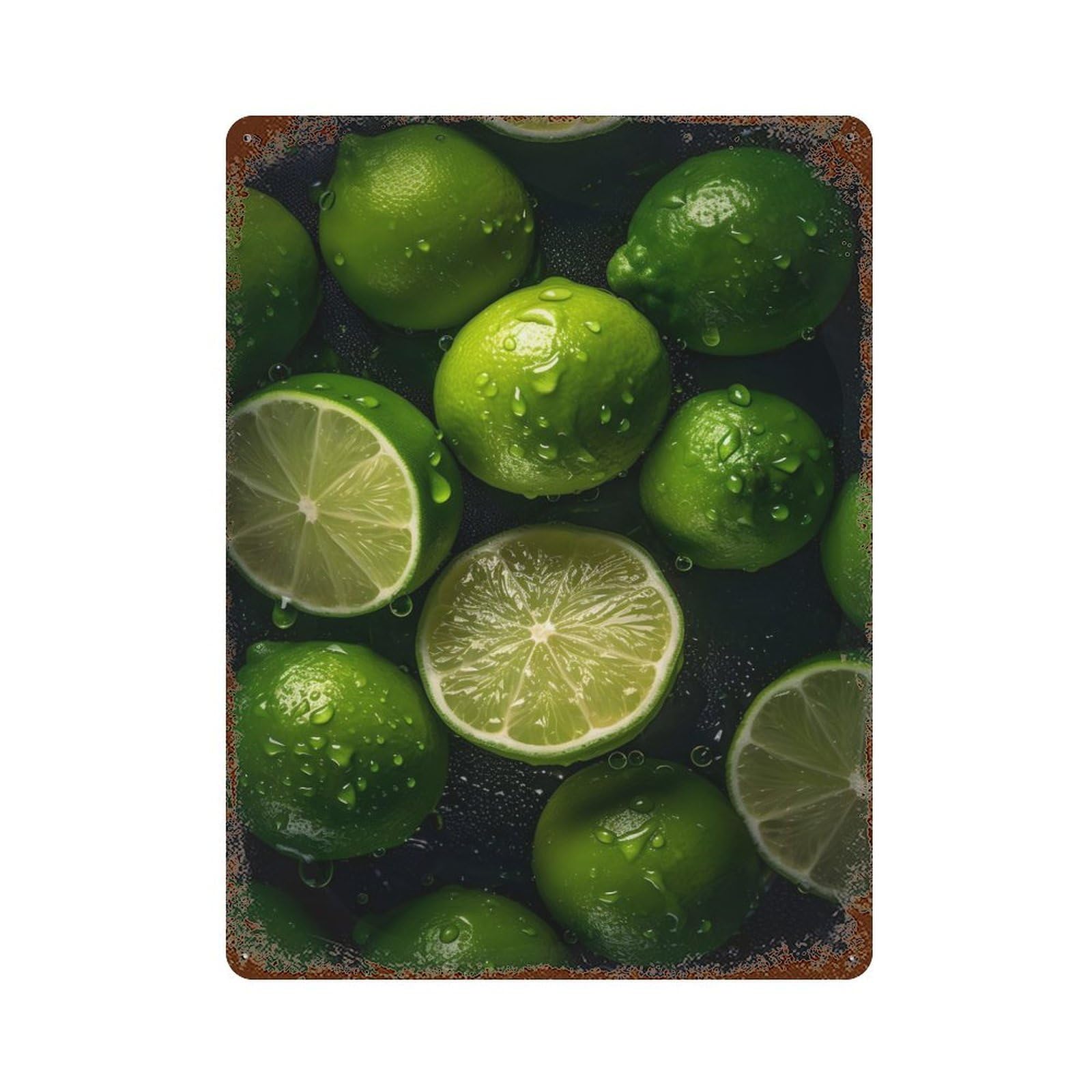 Lime Rusty Metal Tin Sign 15.7"x11.8", Ideal for Farmhouse, Kitchen And Entryway Decor