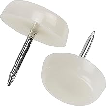 AERZETIX - K34148 – Set of 100 Sliding Skates for Chair Legs with Round Nail Ø16mm in Plastic – White – Furniture Table Wardrobe Dresser Bed Accessory Protection Floor Sofa