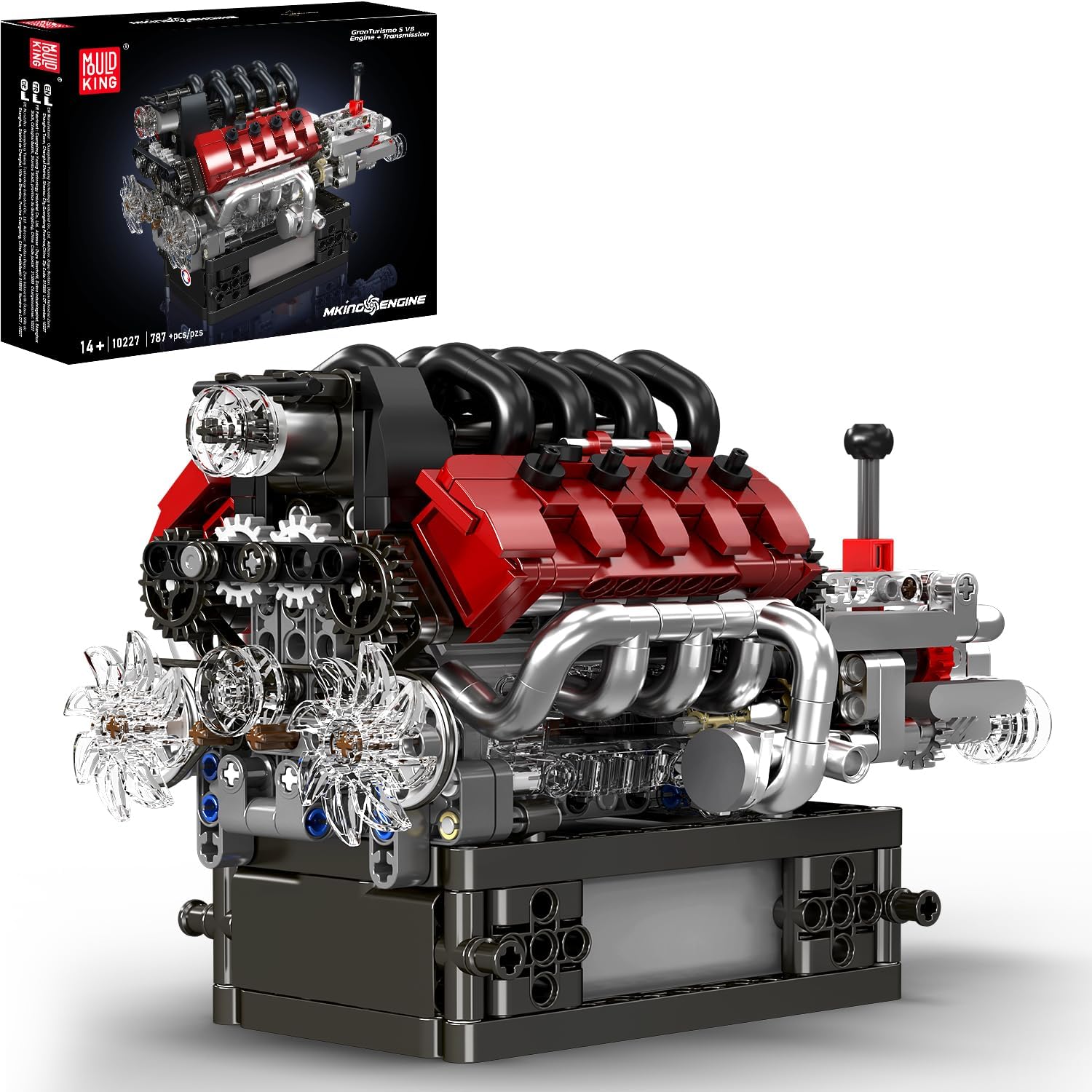 Mould King 10227 V8 Engine Model Kit, 787+Pcs Mini V8 Engine Kits that Runs, Build Your Own Car Model Engine with Gearshift & Motor, Building Blocks for Adults, DIY Construction Engineering Toy