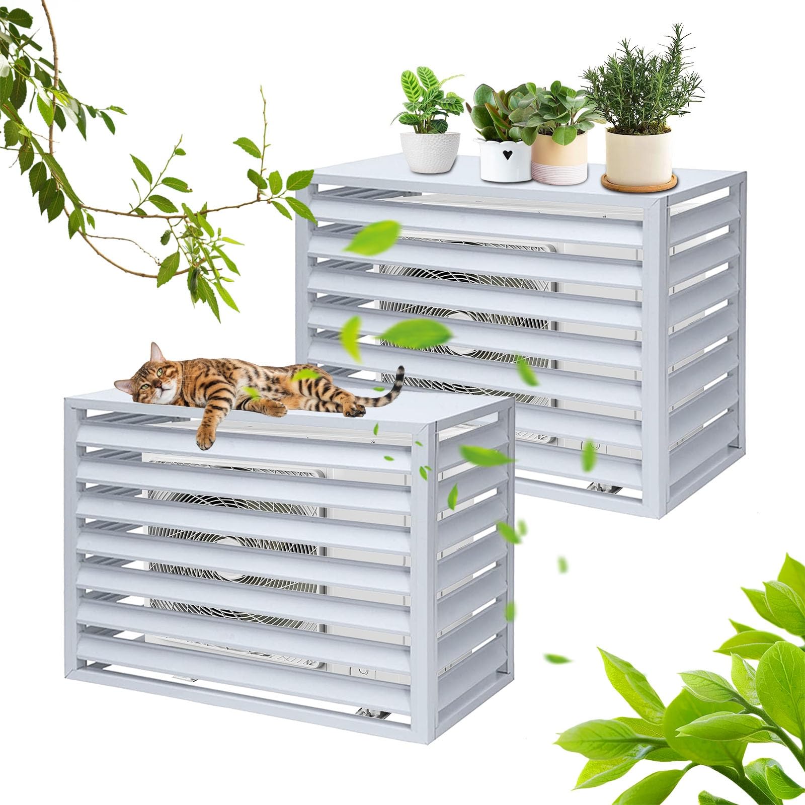 AYCDL Outdoor Privacy Screen Fence for Air Conditioner Cover, Anti-Theft Garden Tidying Solution for Enhanced Beauty and Security,White-110cm