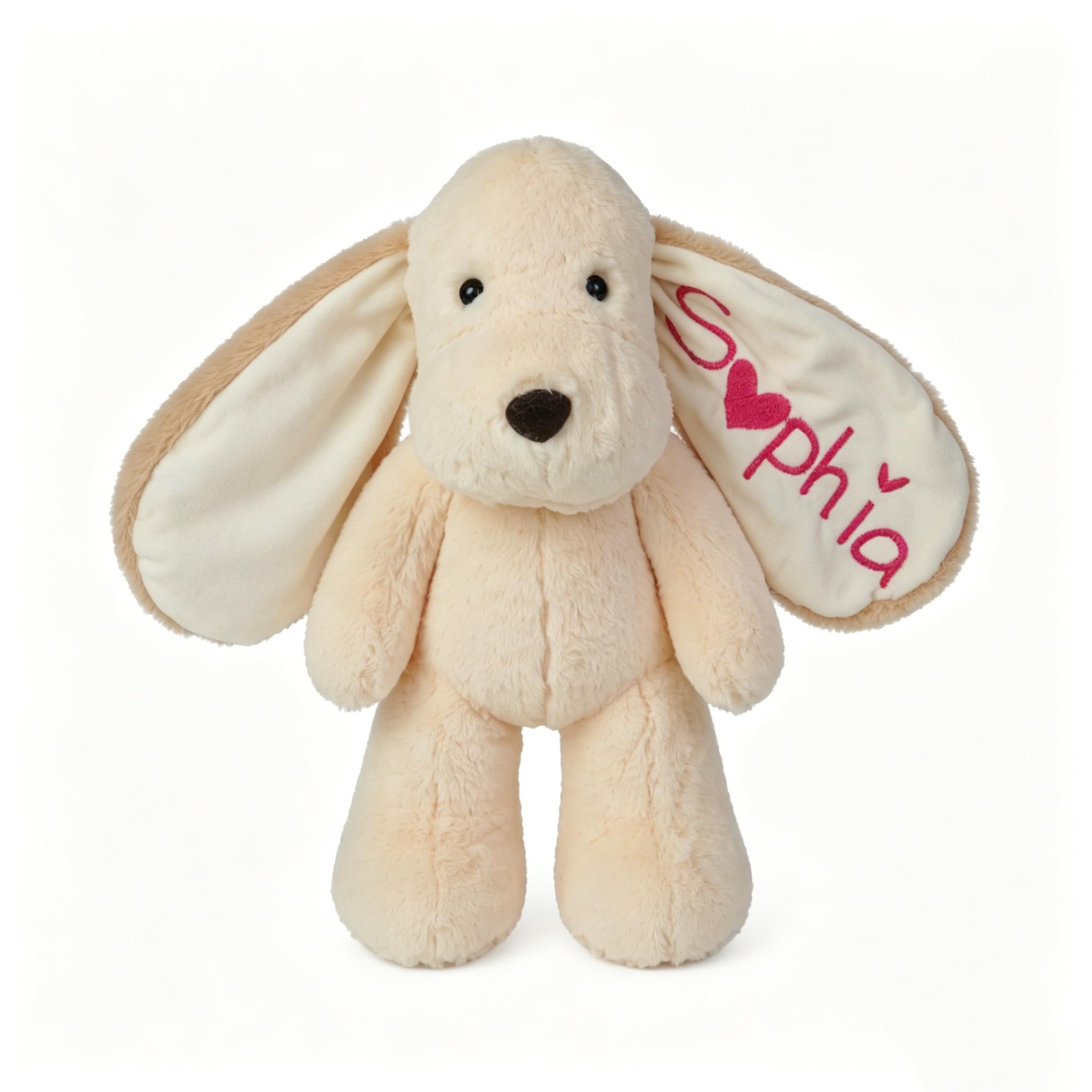 Personalised Stuffed Animals with Embroidered Name - Custom Plush Toy for Children - Soft Handmade Stitched Stuffed Animals - Personalised Baby Gift for Christmas, Easter or Birthday (Dog)