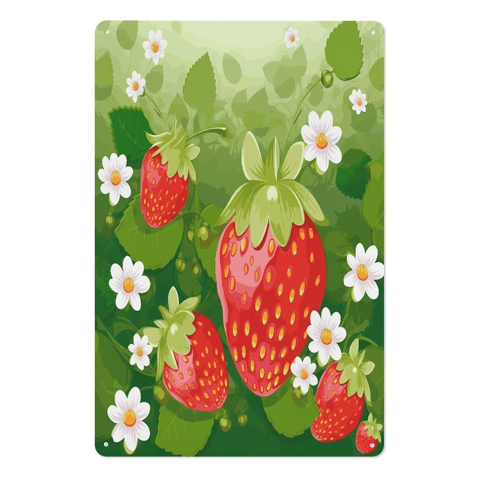 Adfgyerh Style Strawberry And Flower Tin Sign Hanging Art Prints,Wall Decor For Gifting And Party Decoration 7.9X11.8 Inch,Wall Art For Home Garden Greenhouse Living Room Bedroom Yard
