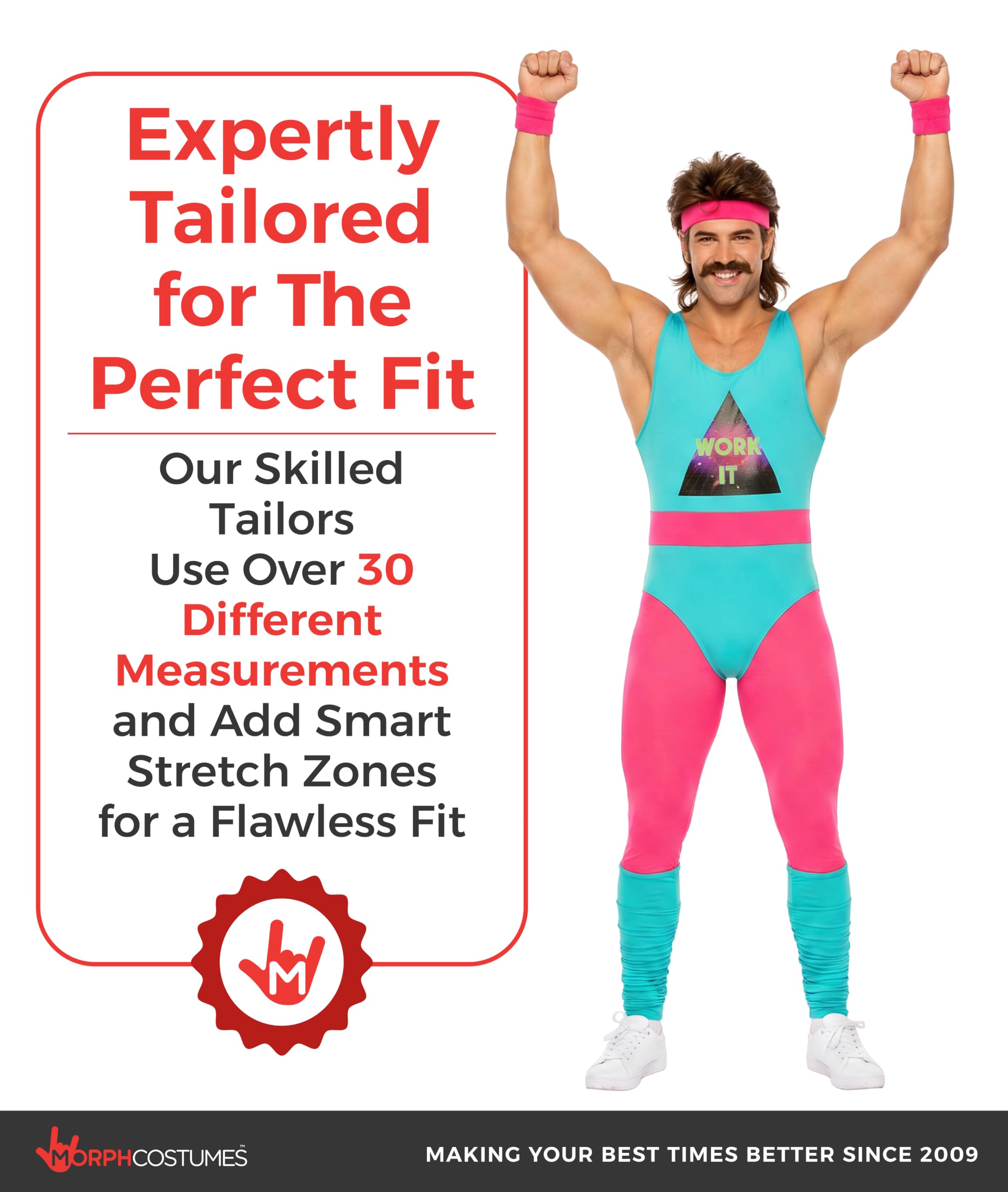 Fun Shack Strój Instruktora Fitness z Lat 80. Niebieski Trykot Aerobik Ocieplacze Opaska dla Mężczyzn