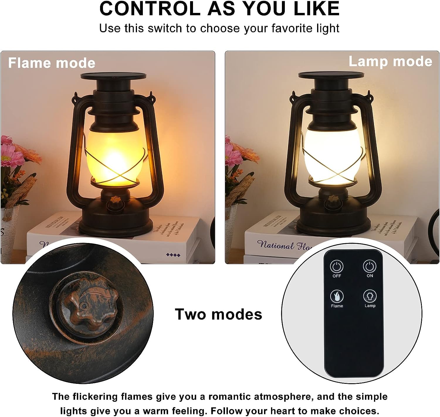 Amazon.co.jp: アンティークLEDランタン、アンティーク揺れ炎LED