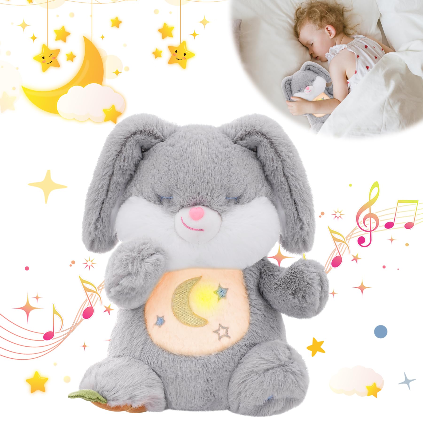 Amazon.com: MIAODAM Soothing Breathing Bunny Plush with Relaxing