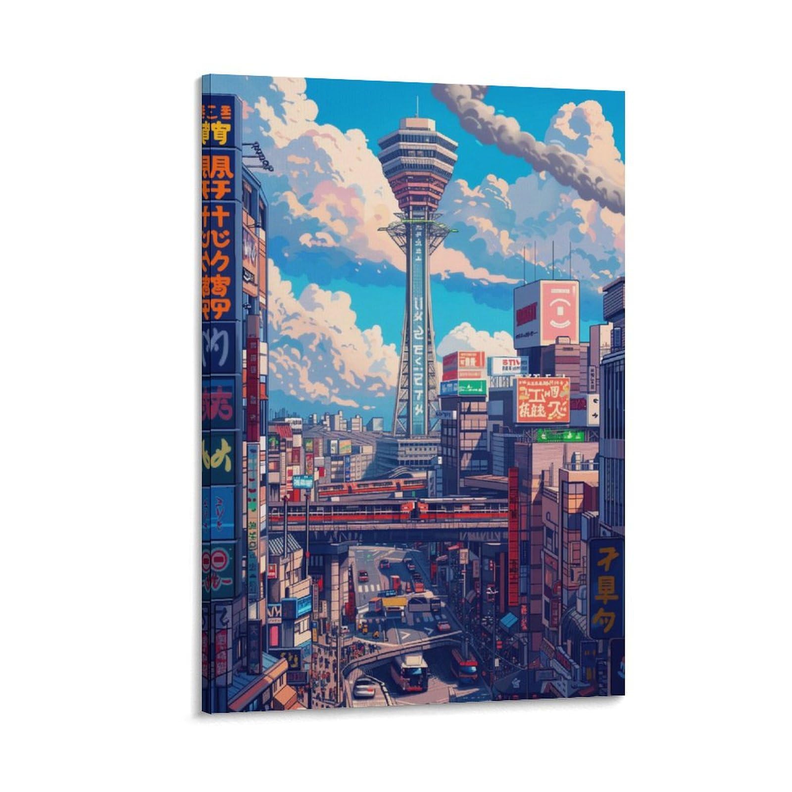 Amazon.co.jp: 日本 大阪 都市 ビル 夜景 風景 アニメーション 漫画 壁