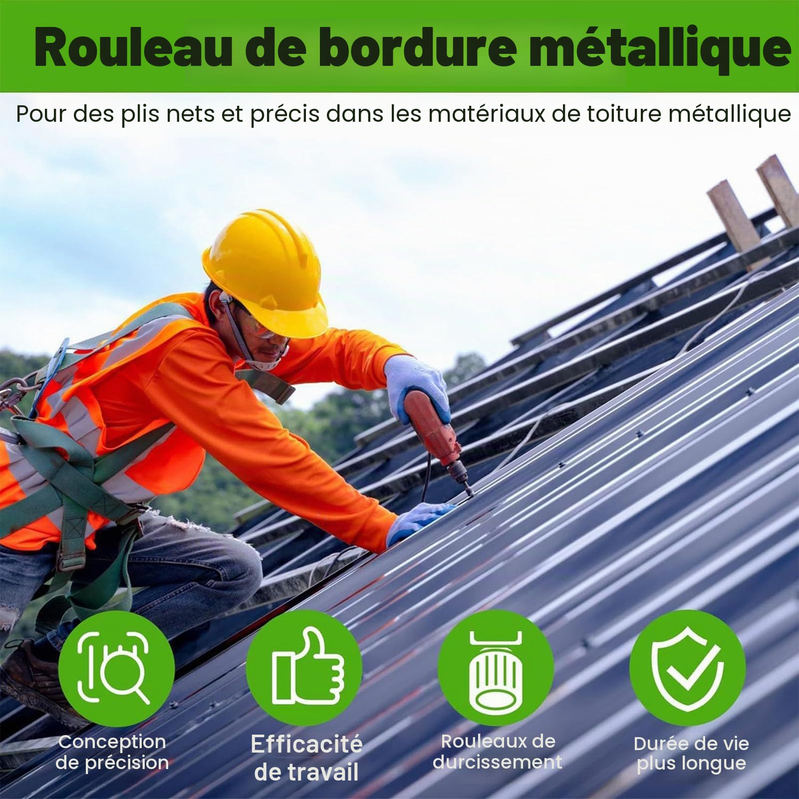 Rouleau de Chant pour Plier des Matériaux de Toiture en Métal à un Angle de 0 à 90 °, Outil de Pliage de Métal, Frein de Cintreuse à Rouleaux de Tôle avec Cisailles de 8 Pouces,