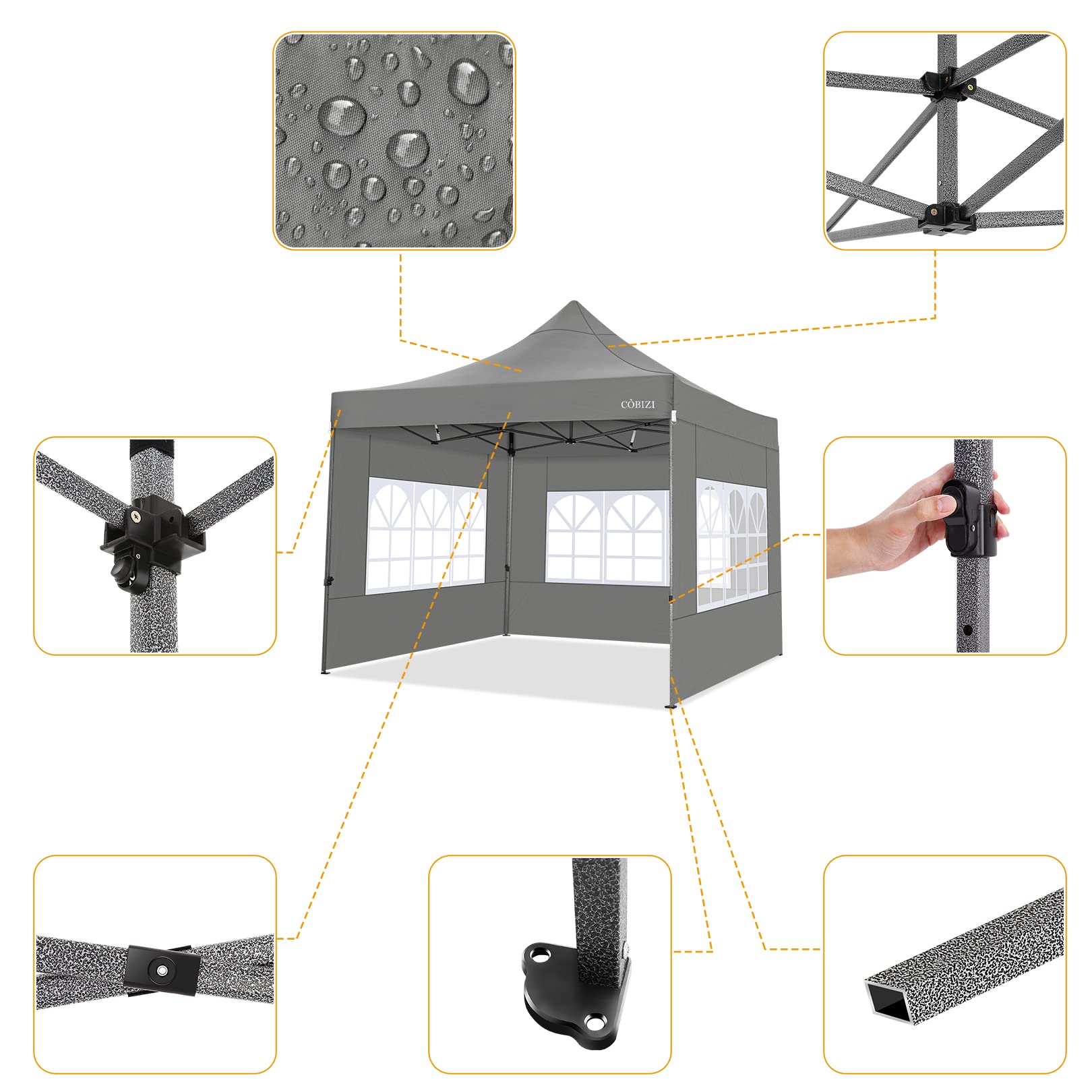 Gazebo TOOLUCK 3x3 Pieghevole - Impermeabile, UV 50+, 3 Altezze Regolabili - Per Giardino, Spiaggia E Feste
