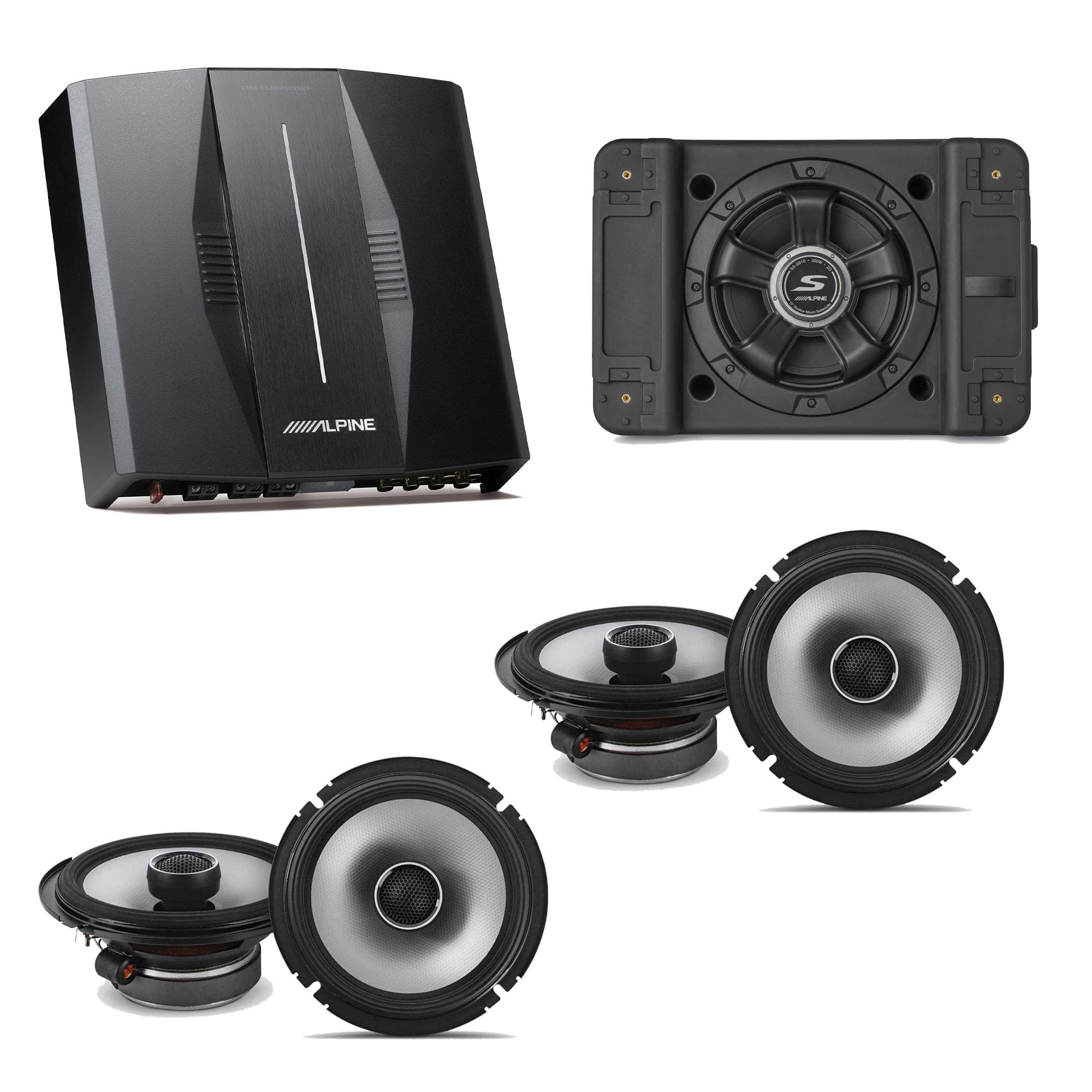 Alpine PXE-C80-88 OPTIM8 8-Channel Hi-Res DSP Amplifier w/SS-SB10 Subwoofer, (2) S2-S65 6.5