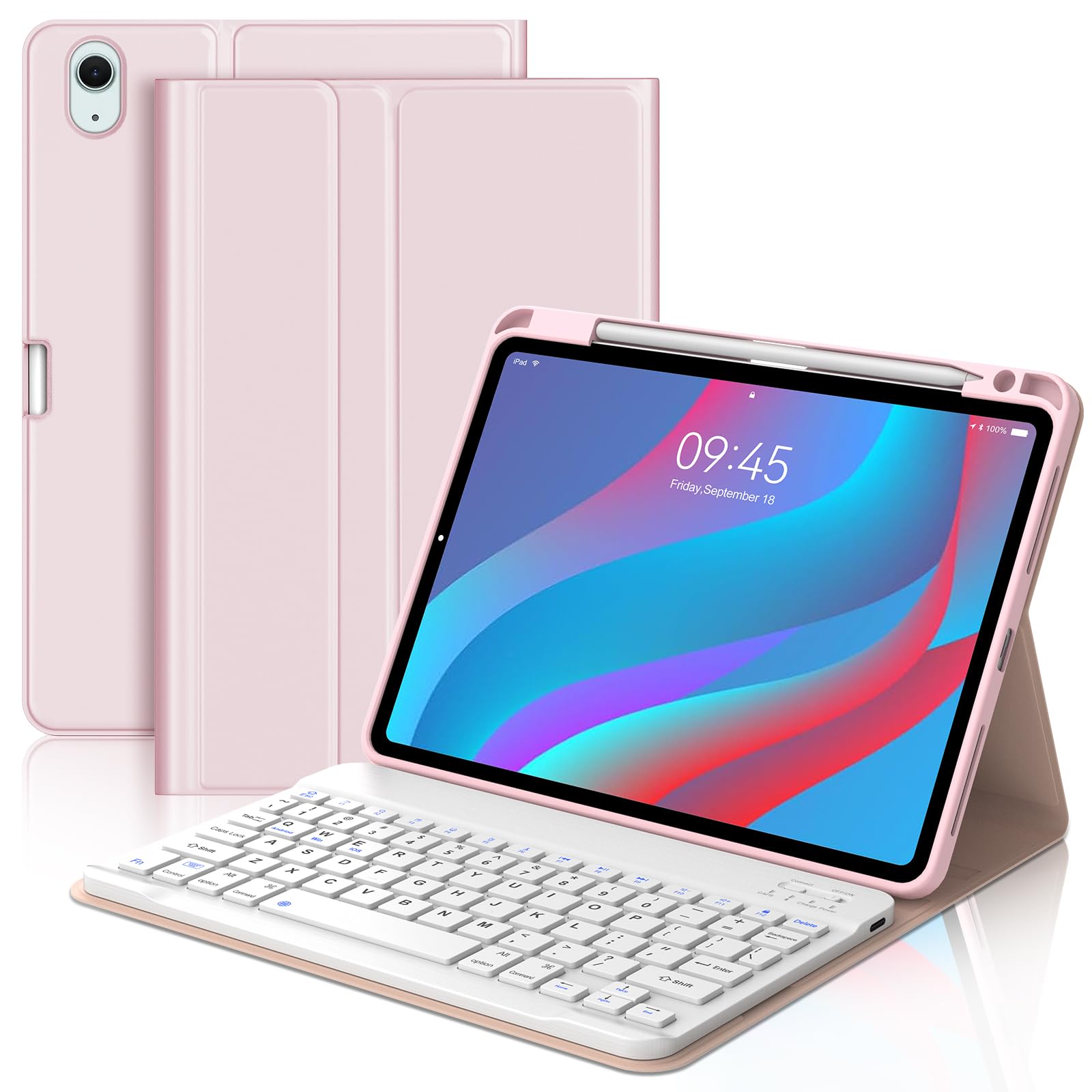 Keyboard Case for iPad Air 11-inch M3 (2025) / M2 (2024), iPad Air 5th (2022) / 4th Generation 10.9 Inch, Magnetically Detachable Wireless Bluetooth