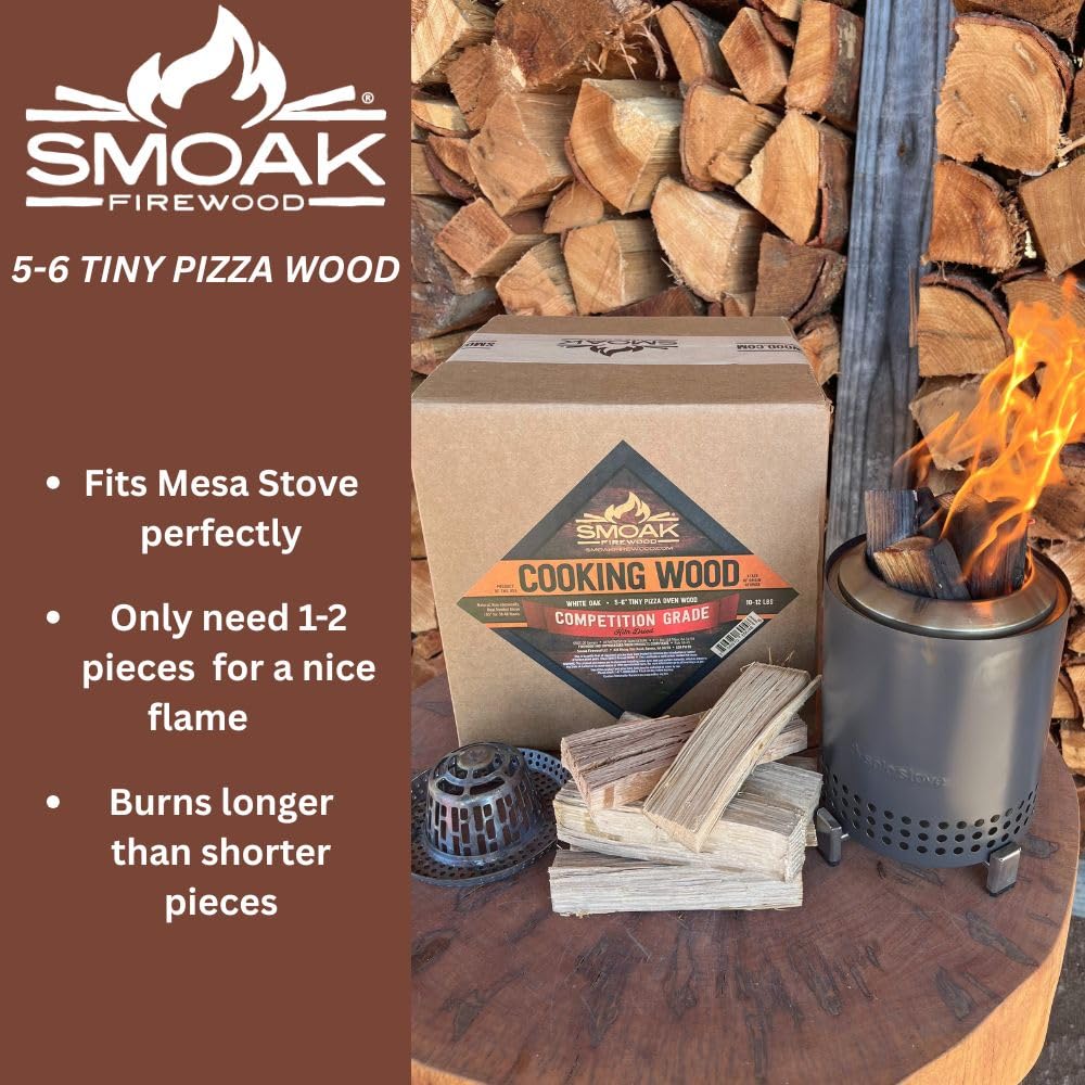 Smoak Firewood Mini szlify do gotowania drewna - Suszone w piecu z certyfikatem USDA (biały dąb, 12-15 cm małe drewno do pizzy) do przenośnych pieców do pizzy
