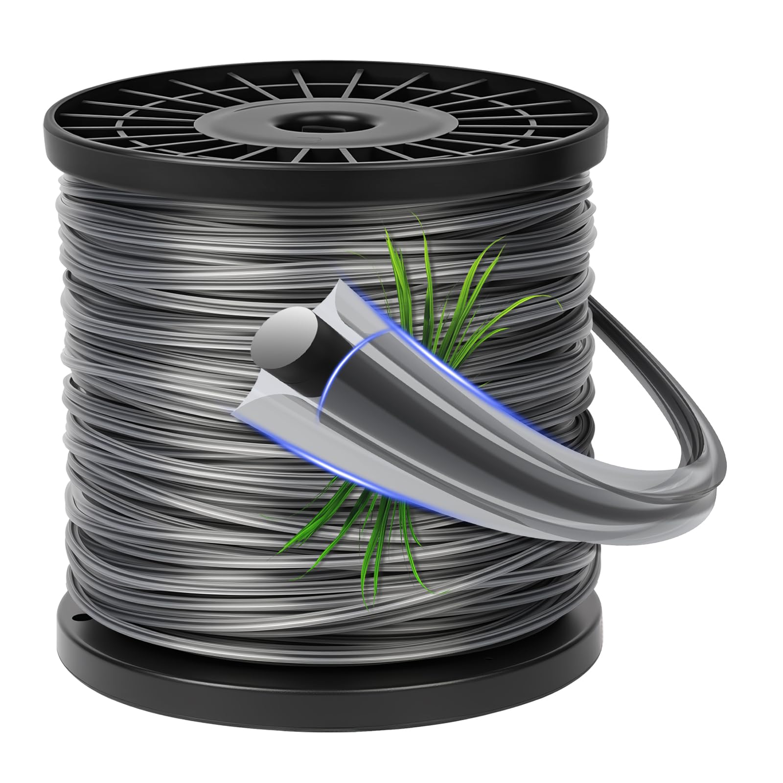 Fil de Débroussailleuse, Fil de Coupe Étoile 2,0mm/100m, Corde Robuste de Rechange en Nylon pour Débroussailleuse, Coupe Herbes Hautes, Jardin de Mauvaises Herbes, Végétation Dense Gris