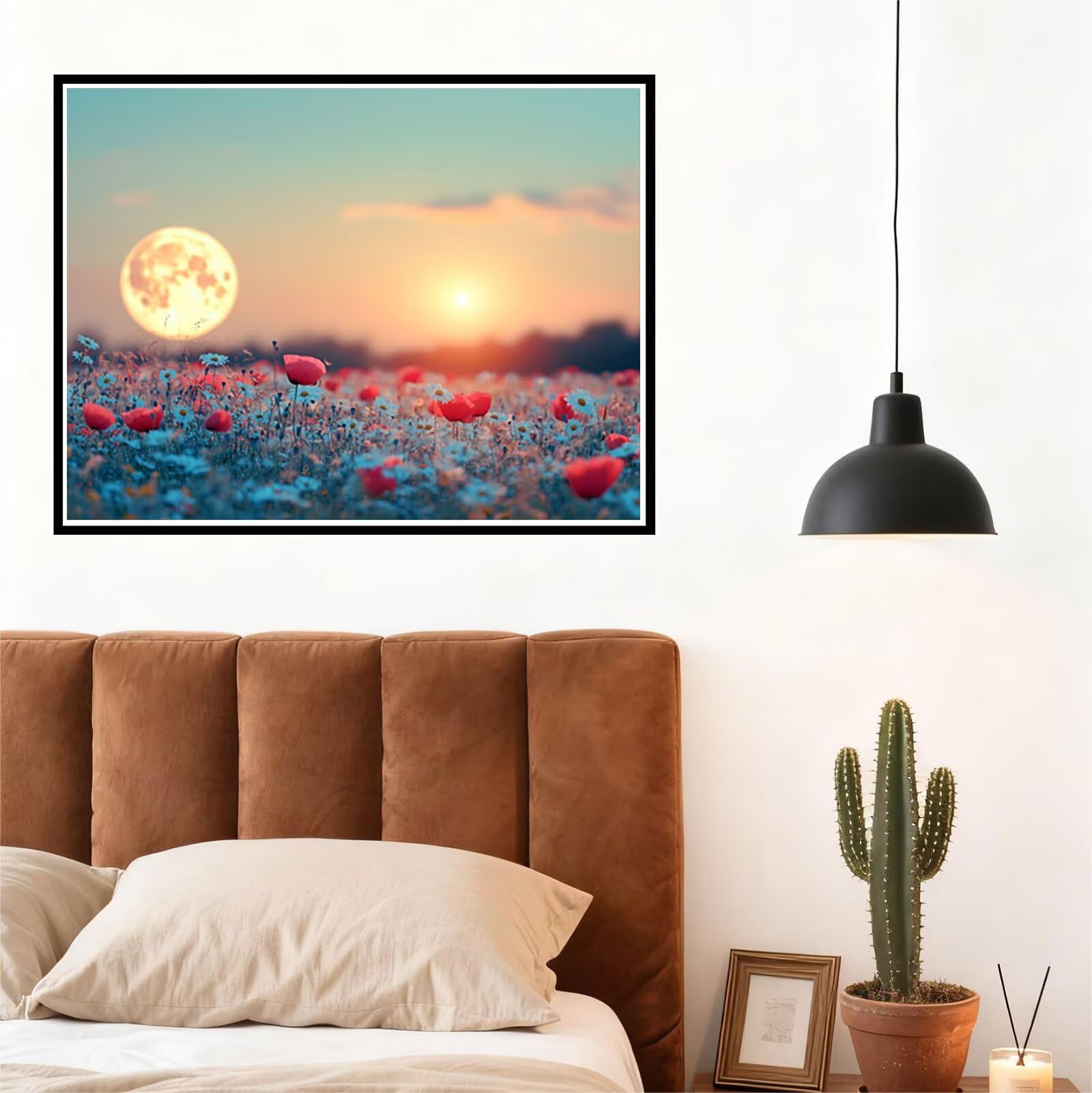 Peinture Numero Adulte Fleur Coloriage par Numero Adulte Lune DIY Paint by Numbers, avec Pinceaux Peinture Loisir Creatif Enfant Numéro D'art Cadeau Femme, Pour Decoration Maison 60x80cm H - 919