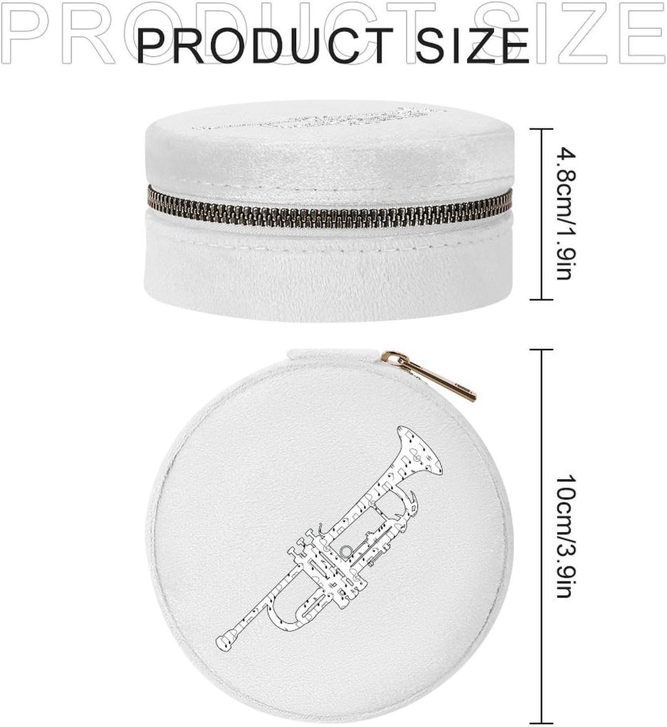 Trumpet Music Notes Travel Jewelry Case Box White-style image 2