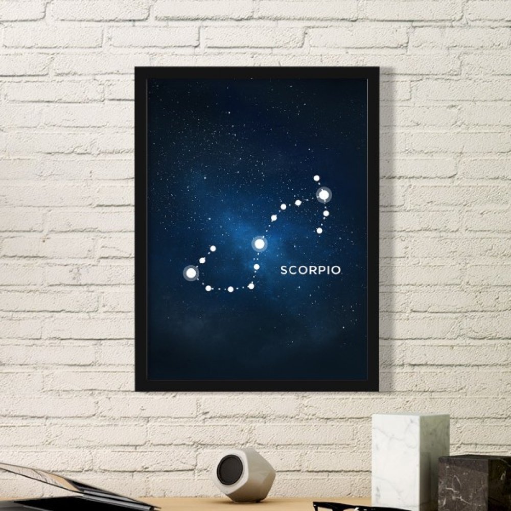 Cadre photo Scorpion Constellation noir pour décoration murale