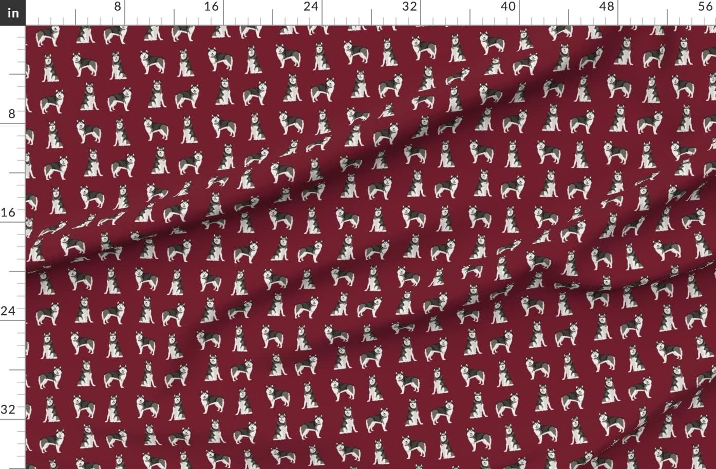 Spoonflower Fabric - Alaskan Malamute Dogs Breeds Pet Friendly Pets Portrait Printed on Organic Cotton Sateen Fabric by The Yard - Sewing Quilting Apparel Home Decor