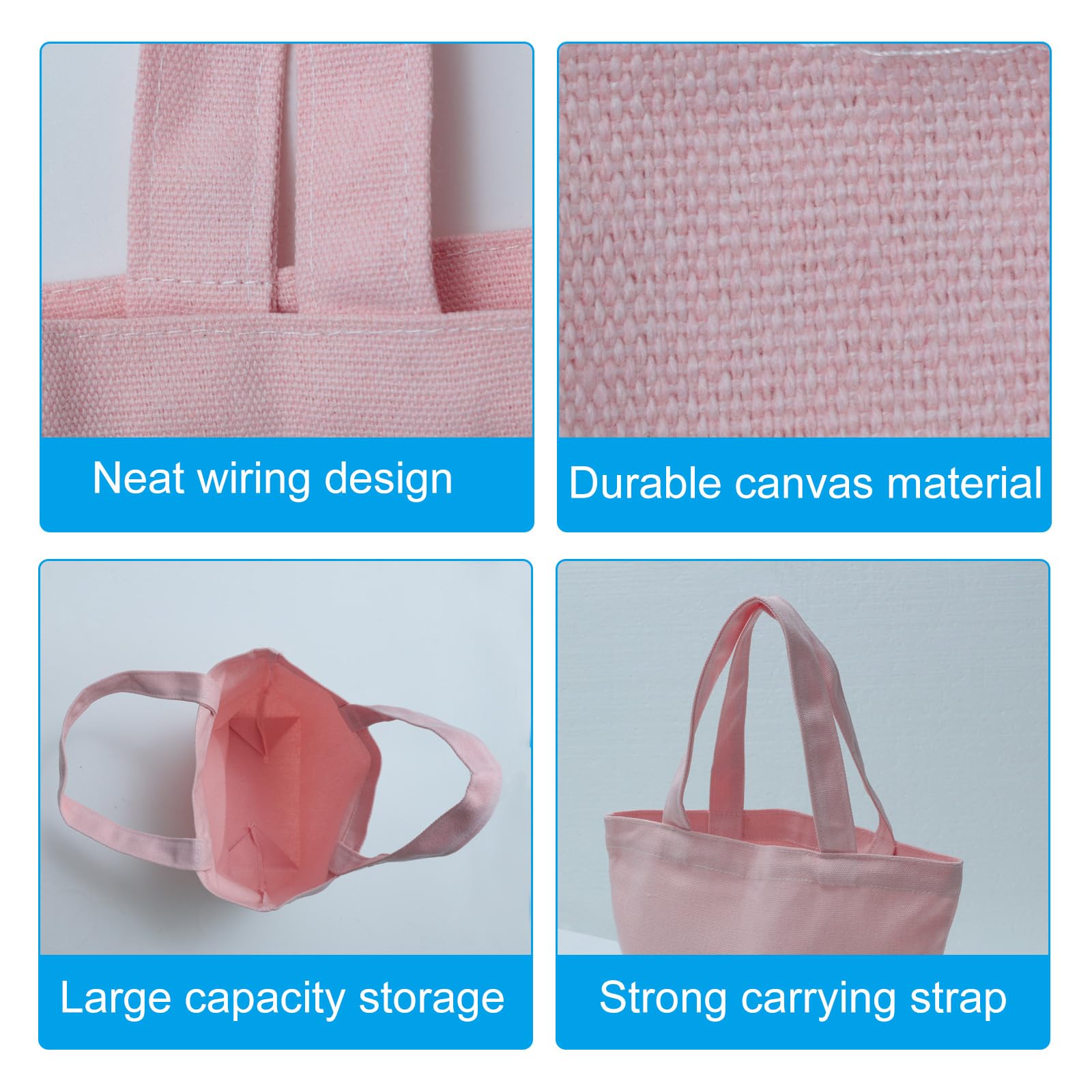 PATIKIL Canvas Tote Bag for Women Small Canvas Bag with Handles Bulk Cotton Sturdy Reusable Mini Lunch Tote Bag Washable DIY for Personalized Crafts Vinyl Dye Gifts Lunch Bento - Image 4