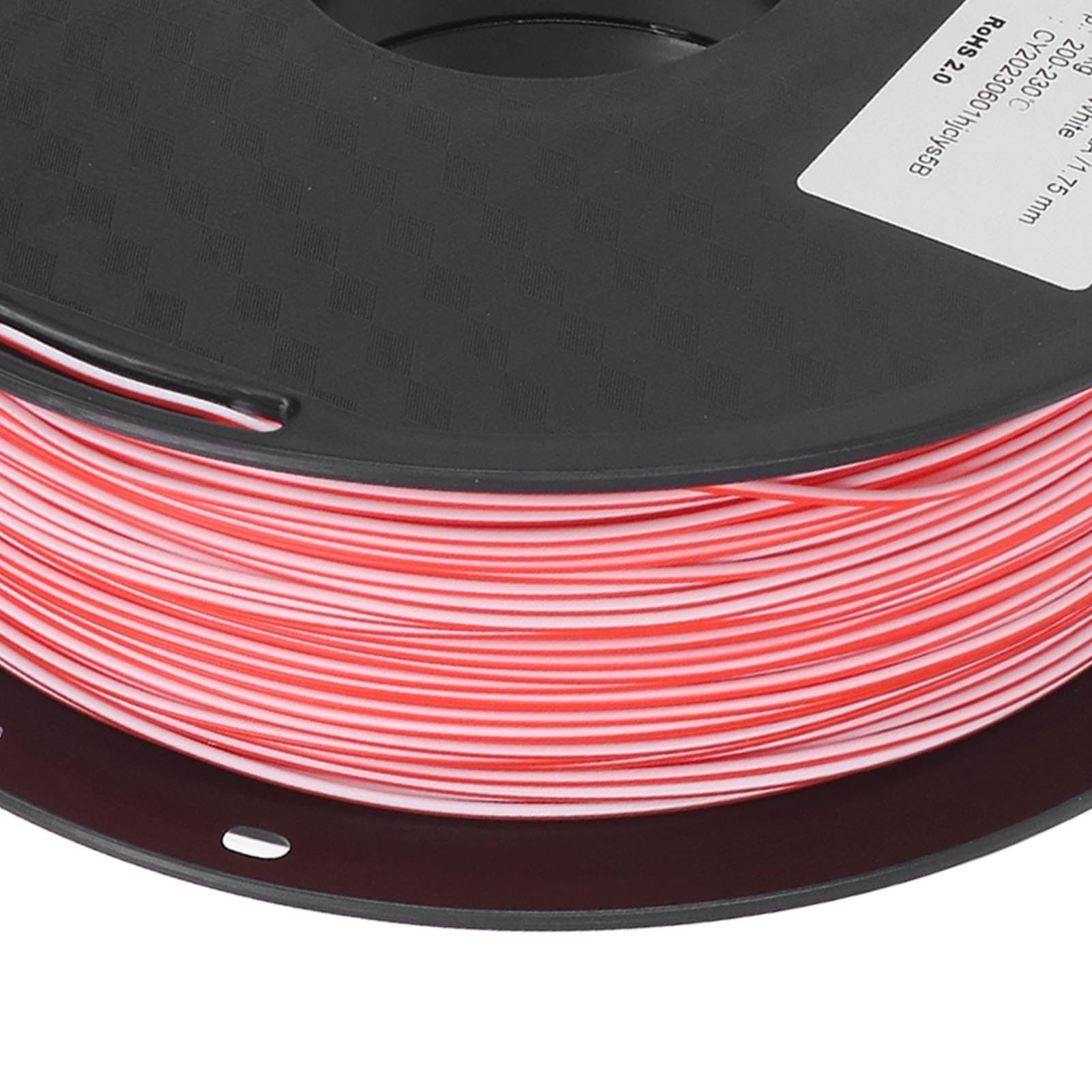 Filament do drukarki 3D 1,75 mm czerwono-biały dwukolorowy żarnik PLA wysokiej jakości materiał do drukowania dla modeli DIY i entuzjastów druku 3D