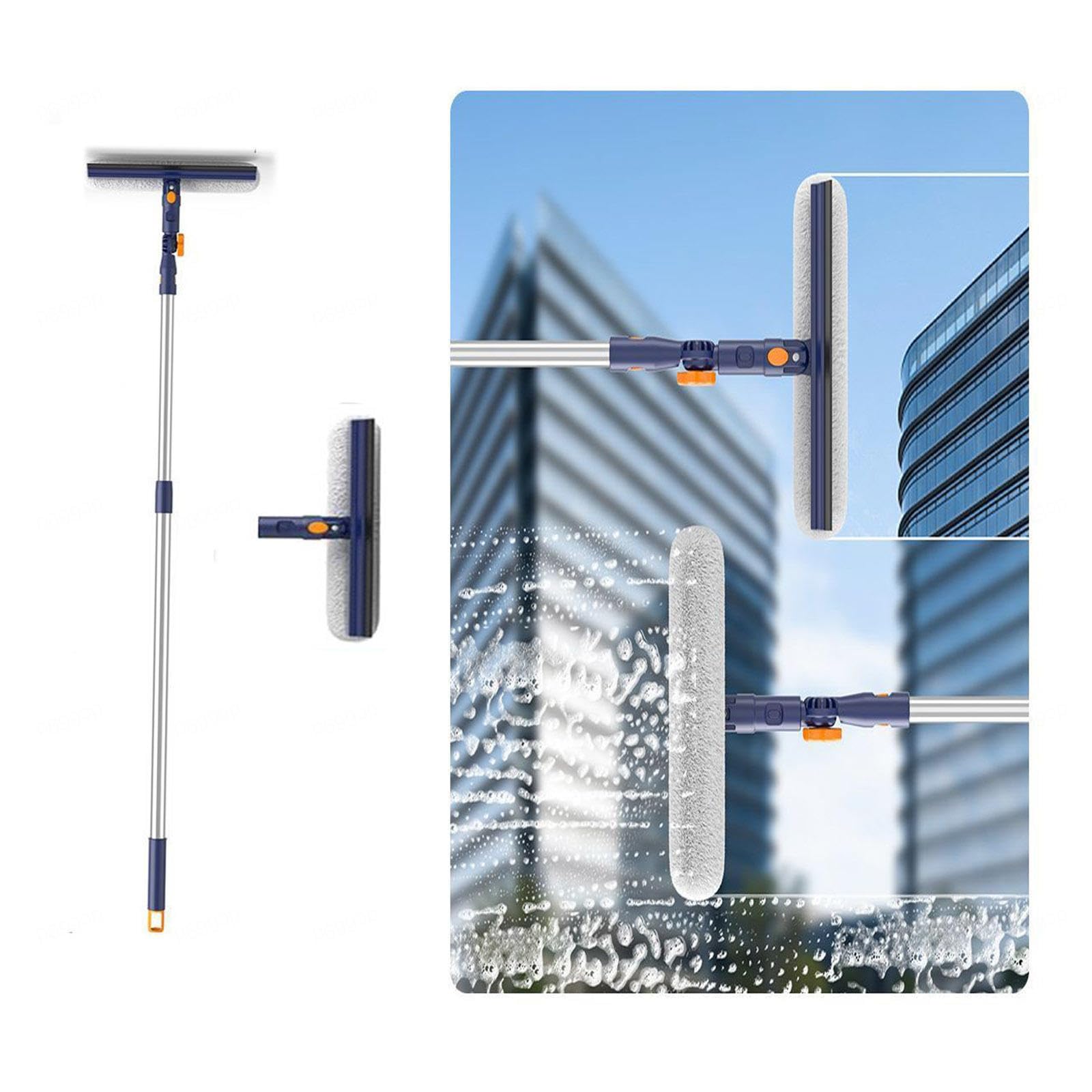 Teleskop Fensterwischer mit Drehbarem Kopf Fensterputzer Set mit Verstellbarer Verlängerungsstange Geeignet für Glas, Autoscheiben usw,white-120cm（47.24in）