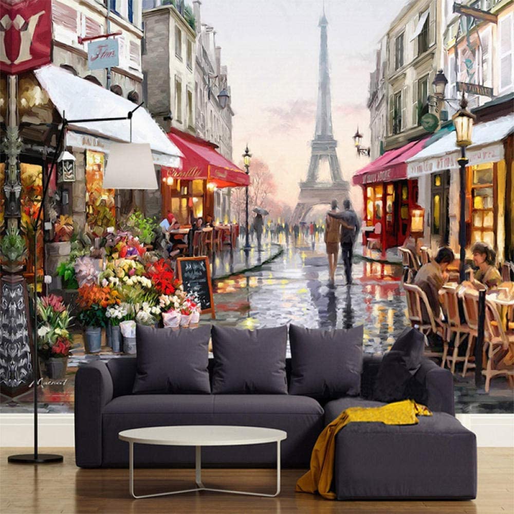 Papel Pintado De Fondo De Tv - Vista Posterior De La Pareja En La Calle De La Ciudad Papel Tapiz Para Decoración De Sala De Estar Mural 3D Sin Costuras Papel Tapiz Para Sala De 250(ancho)x175(alto) cm