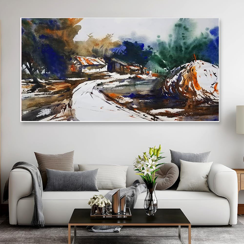 Floating Frame Canvas Wall Decor Painting Beautiful Nature Mountain Landscape Art Print/Paintings for Home and Office Wall Decoration | Size: 18x36 Inch