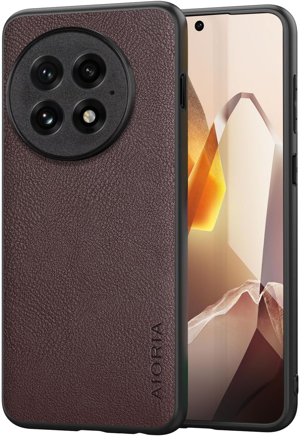 for Oneplus 13 Case Premium PU Leather Cover Retro Design Full Protective Phone Case (Coffee, for Oneplus 13)