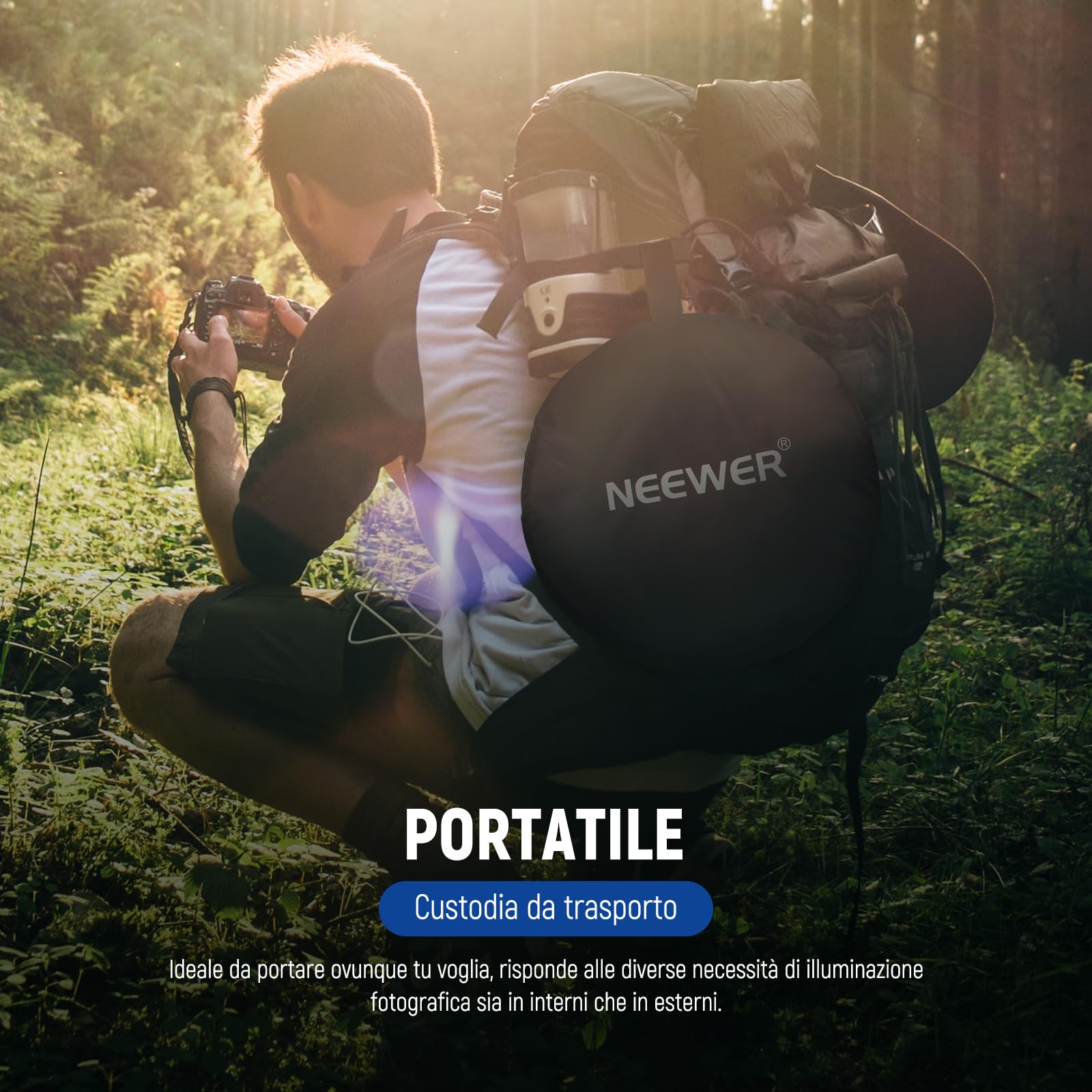 Riflettore Neewer 110cm 5 In 1 - Disco Ripiegabile Con Diffusore E Superfici Argento/Oro/Bianco/Nero - Foto 7