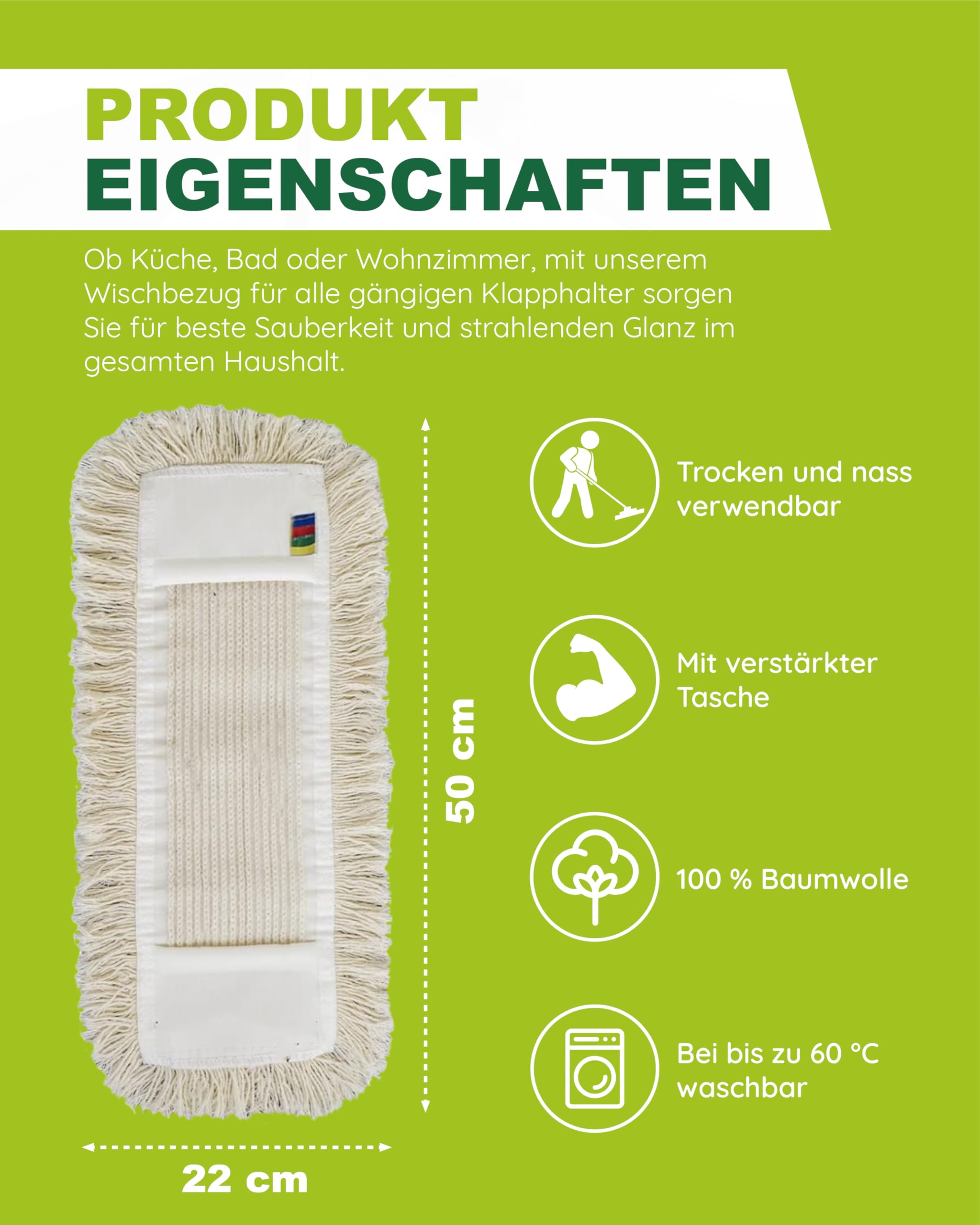 Wisch Star Wischmopp Bezug aus Baumwolle 40cm